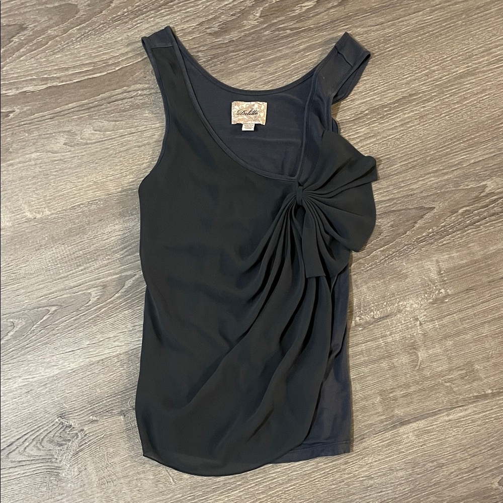 Deletta Black Draped Tank Top